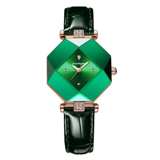 Isabeau | Montre de luxe à quartz avec diamants verts