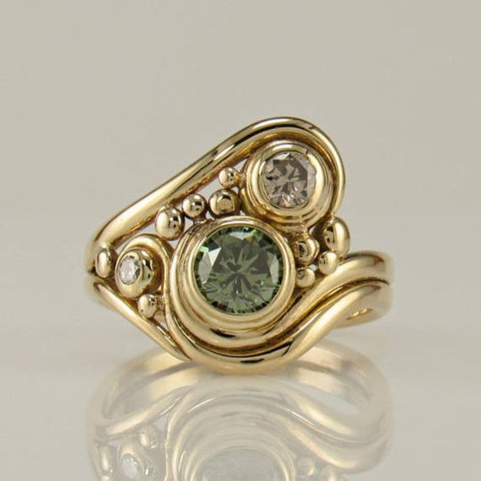 Cécilia | Bague en Zirconium Vert Vintage