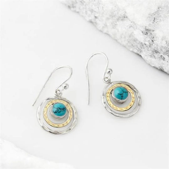 Emma | Boucles d'oreilles Boho Saturn avec pierre Turquoise