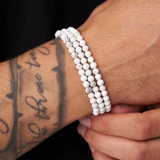 Olivier | Bracelet de perles de Howlite