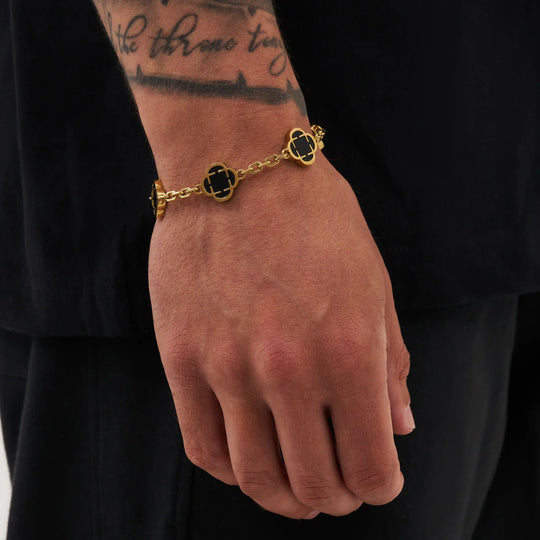 Frédéric | Bracelet en pierre de trèfle en onyx