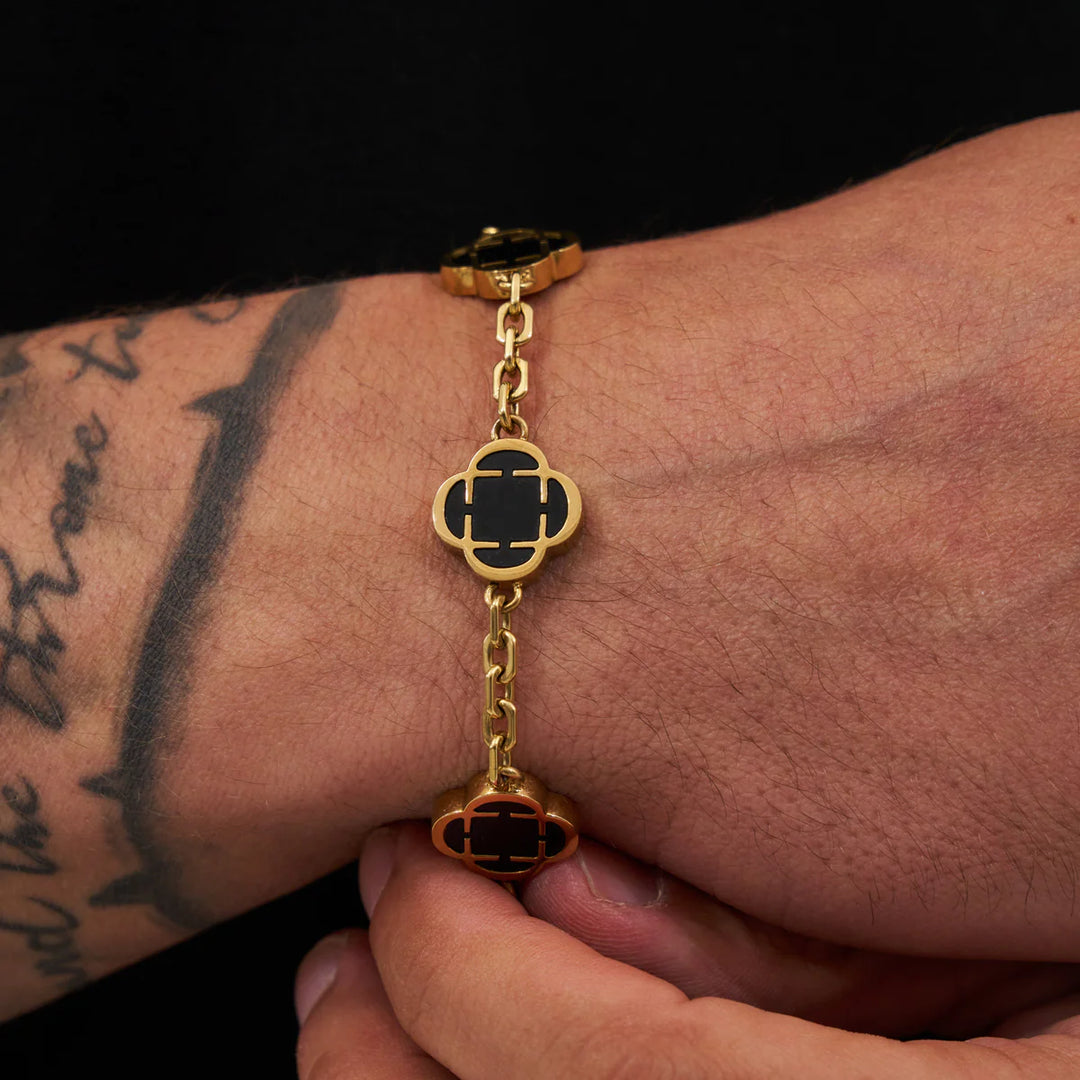 Frédéric | Bracelet en pierre de trèfle en onyx