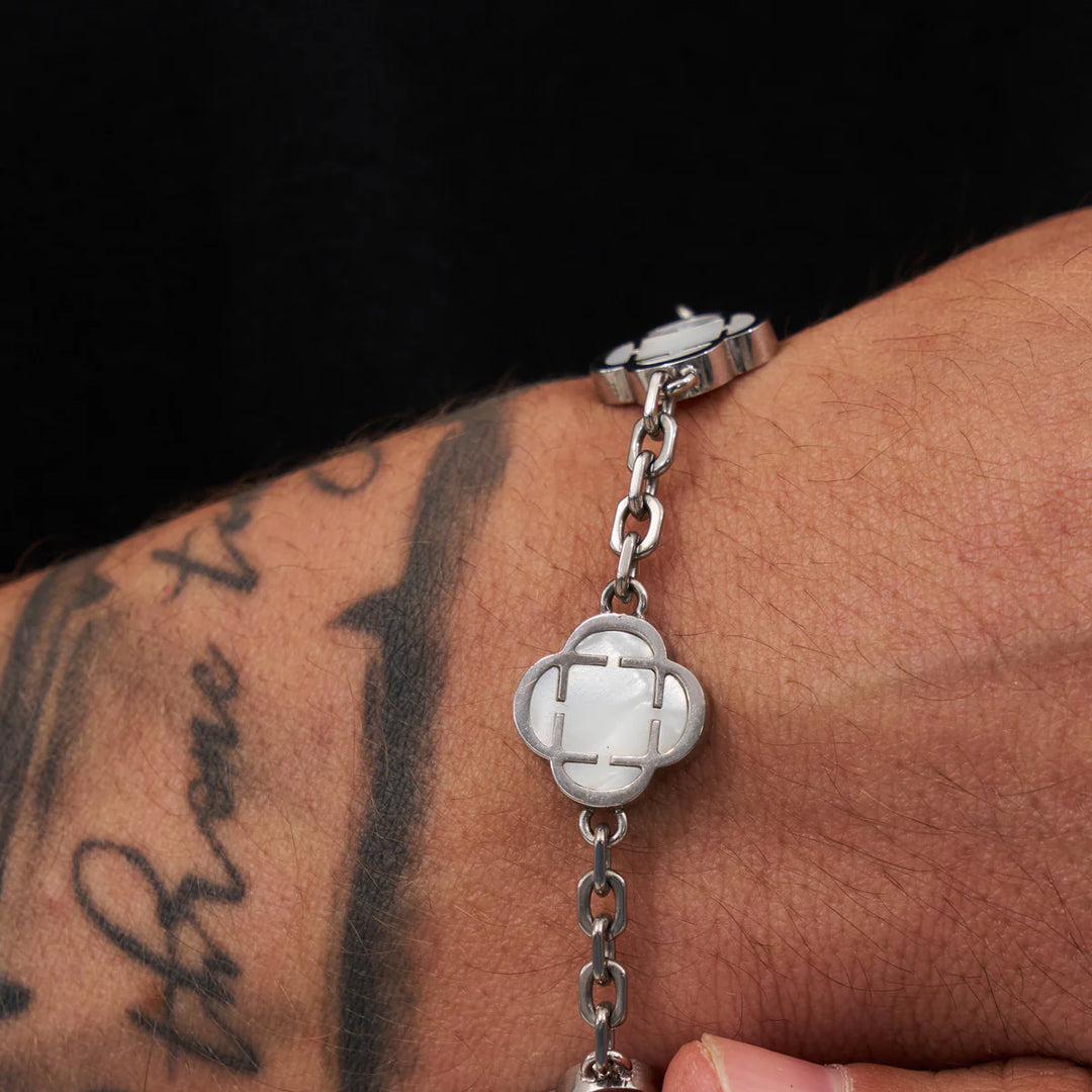 Hugo | Bracelet en pierre de trèfle blanc