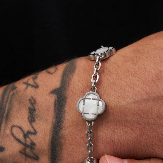 Hugo | Bracelet en pierre de trèfle blanc