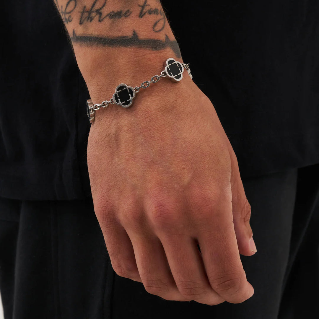 Frédéric | Bracelet en pierre de trèfle en onyx