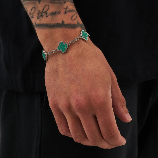 Marius | Bracelet en malachite et pierre de trèfle