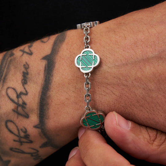 Marius | Bracelet en malachite et pierre de trèfle