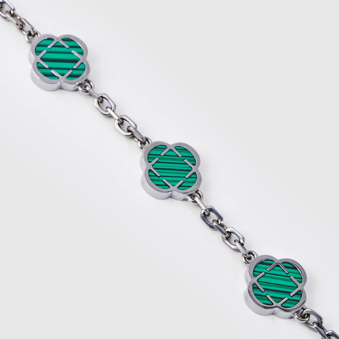 Marius | Bracelet en malachite et pierre de trèfle