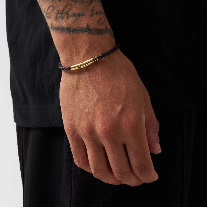 Gilbert | Bracelet en cuir noir