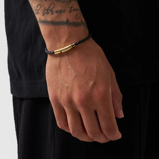 Gilbert | Bracelet en cuir noir