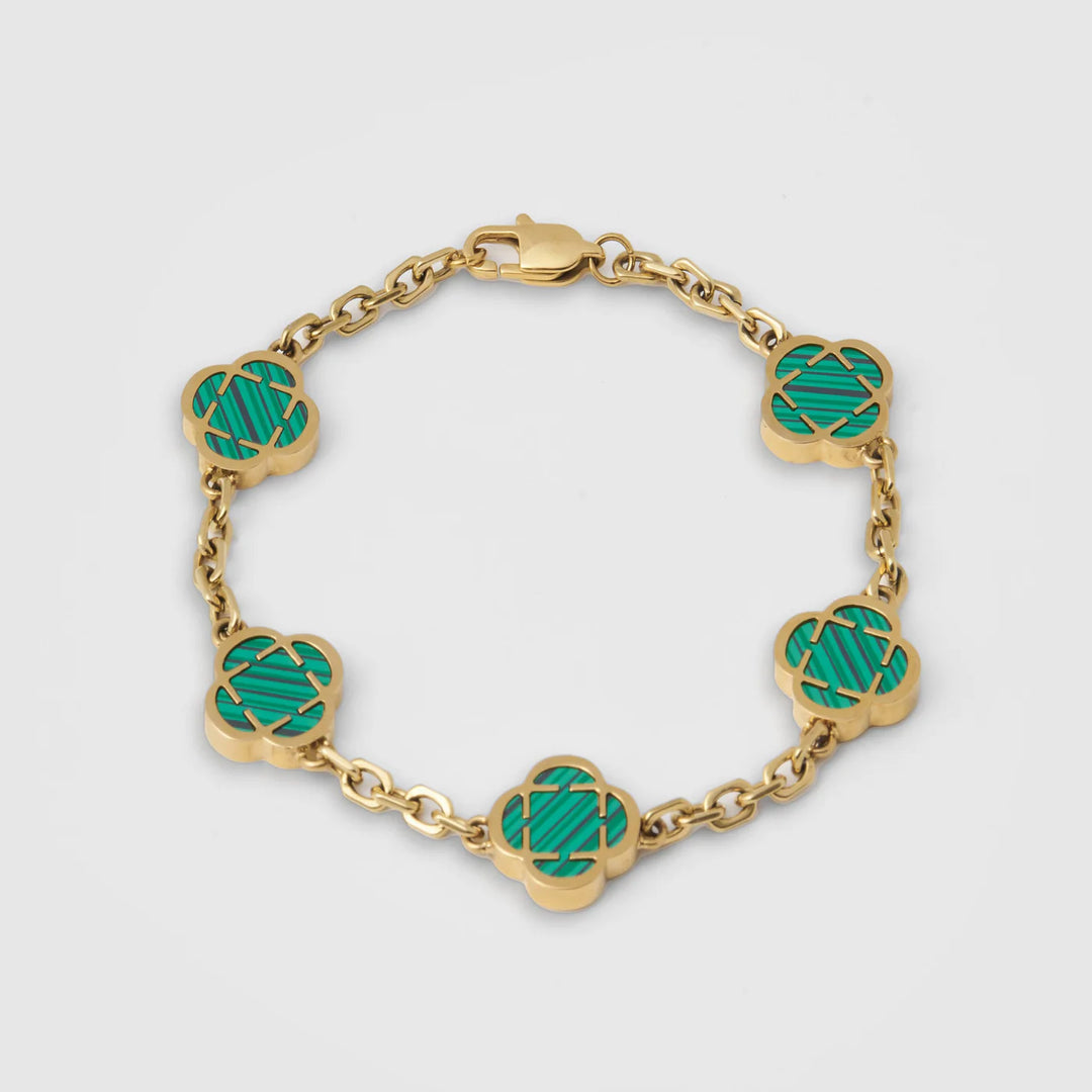 Marius | Bracelet en malachite et pierre de trèfle