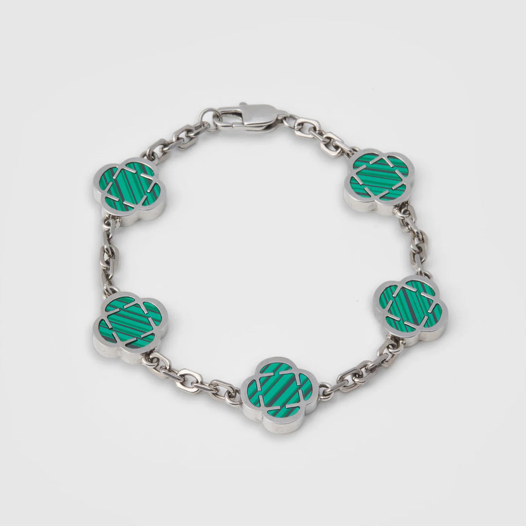 Marius | Bracelet en malachite et pierre de trèfle