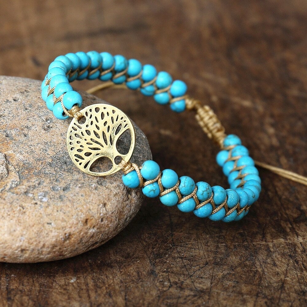 Anaïs | Bracelet Arbre de Vie Fait Main Pierre Turquoise