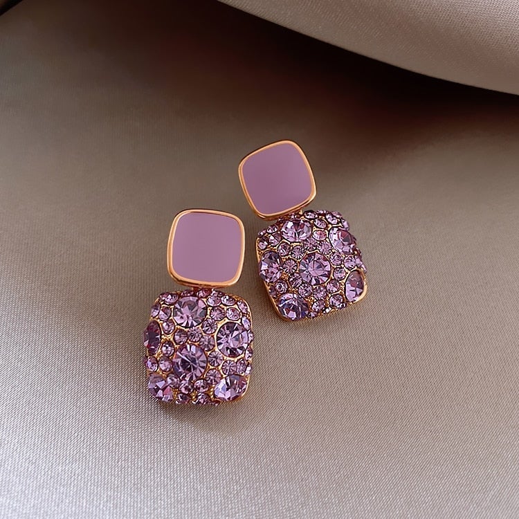 Lou | Boucles d'oreilles de luxe violettes avec incrustation de zirconium