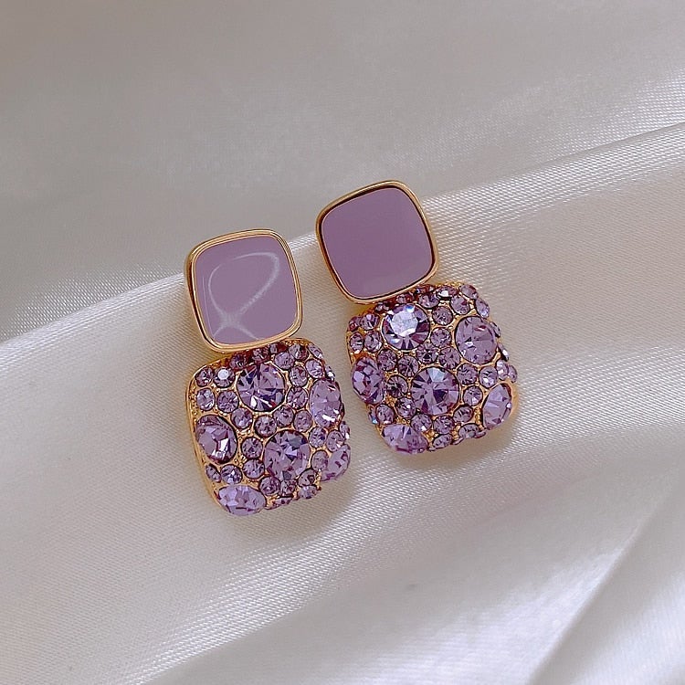 Lou | Boucles d'oreilles de luxe violettes avec incrustation de zirconium