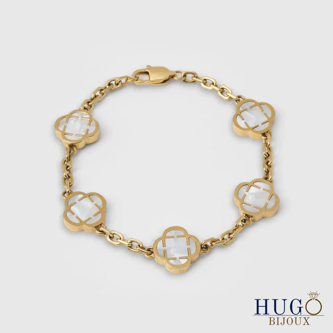 Hugo | Bracelet en pierre de trèfle blanc