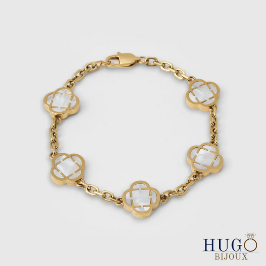 Hugo | Bracelet en pierre de trèfle blanc