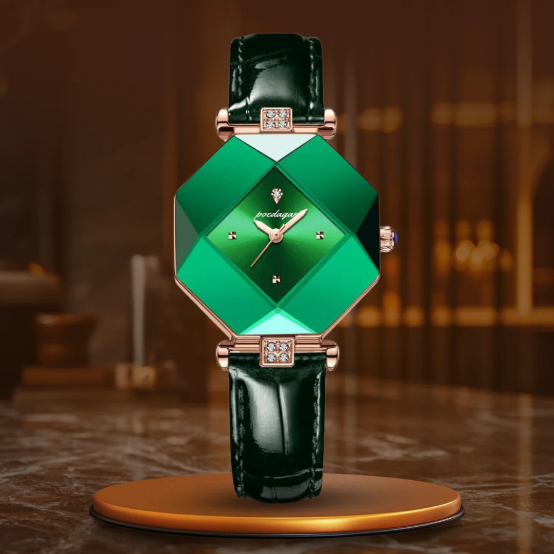 Isabeau | Montre de luxe à quartz avec diamants verts