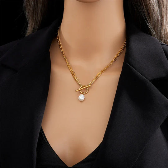 Élise | Collier à pendentifs en perles