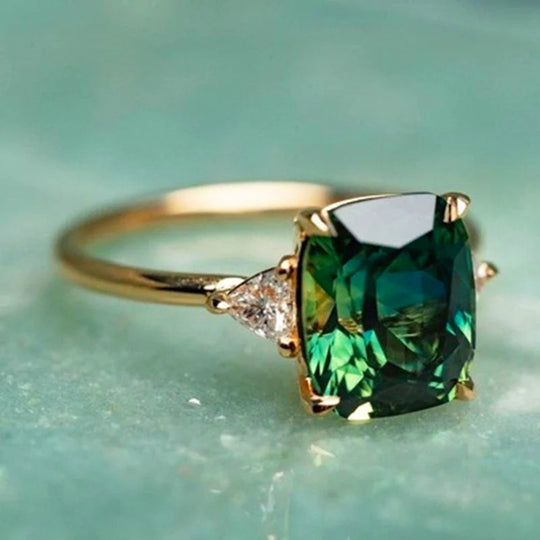 Quinty | Bague en or avec zircon vert