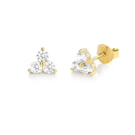 Annette | Boucles d'oreille fleur avec zircon cubique en Plaqué Or 18 carats