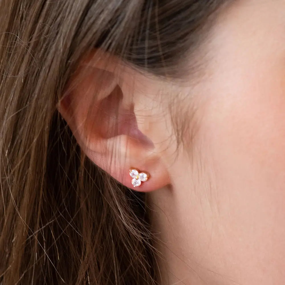 Annette | Boucles d'oreille fleur avec zircon cubique en Plaqué Or 18 carats