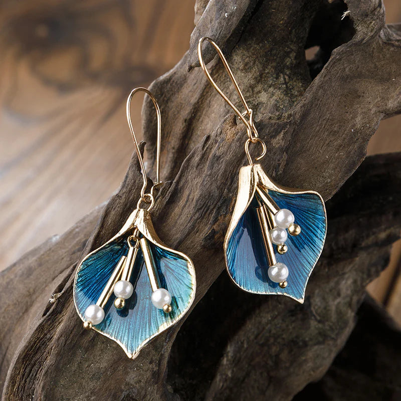 Liora |  Boucles d'oreilles argent Lotus bleu vintage