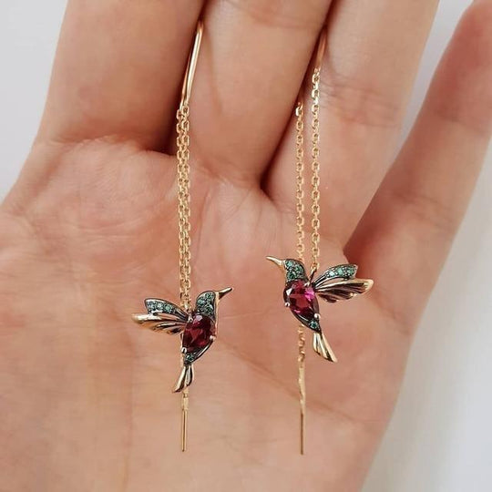 Garance | Boucles d'oreilles colibri en émail et zirconium